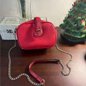 Amazon Red Textured Crossbody Bag